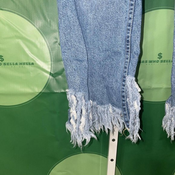 ZARA Trafaluc Denimwear Medium Blue Jeans Frayed Ankle Hem Women’s sz 6 zip VGUC - Picture 2 of 10